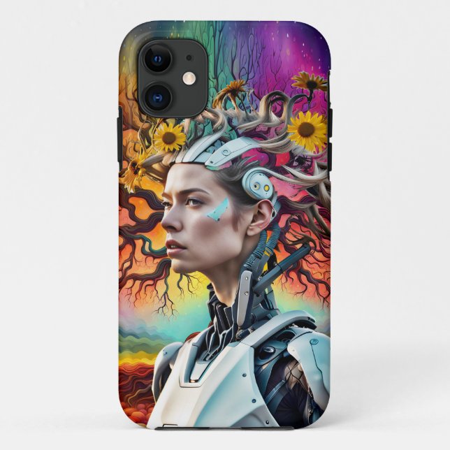 Trendy Modern Colourful Android Tree Case-Mate iPhone Case (Back)