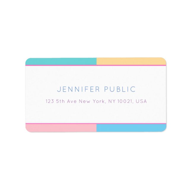 Trendy Modern Colourful Design Template Address Label (Front)
