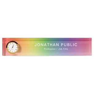 Trendy Modern Colourful Elegant Template With Cloc Nameplate