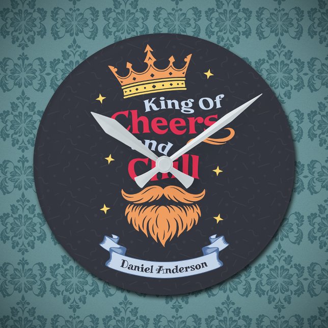 Trendy Modern Colourful Funny King Quote Typograph Round Clock (Creator Uploaded)