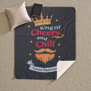 Trendy Modern Colourful Funny King Quote Typograph Sherpa Blanket
