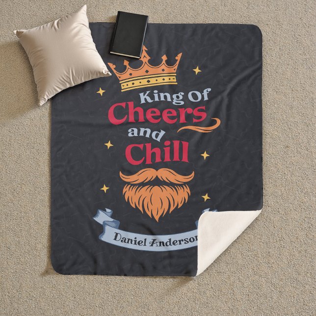 Trendy Modern Colourful Funny King Quote Typograph Sherpa Blanket (Creator Uploaded)