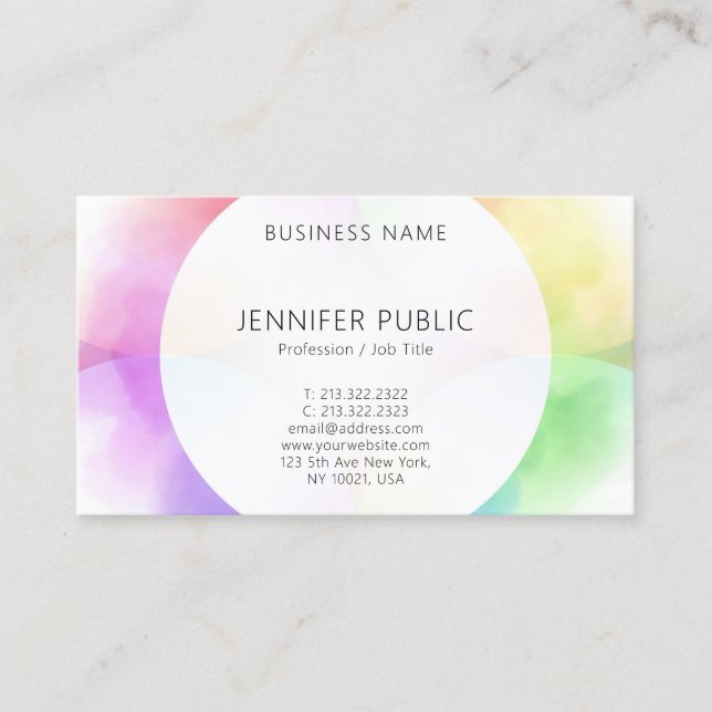 Trendy Modern Colourful Minimalistic Elegant Desig Business Card (Front)