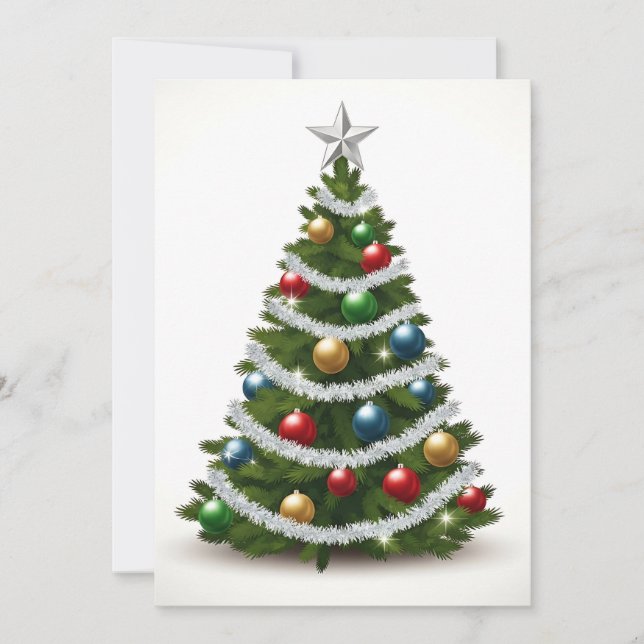 Trendy Modern Colourful Non Photo Christmas Tree  Holiday Card (Front)