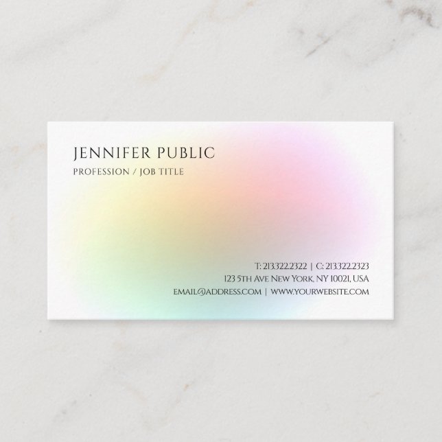 Trendy Modern Colourful Professional Elegant Business Card (Front)