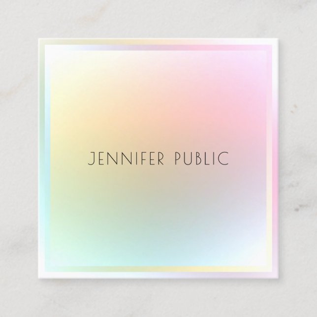 Trendy Modern Colourful Professional Template Square Business Card (Front)