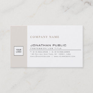 Trendy Modern Company Logo Beige White Simple Business Card