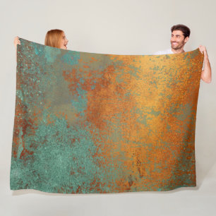 Trendy Modern Copper Patina Metallic Fleece Blanket