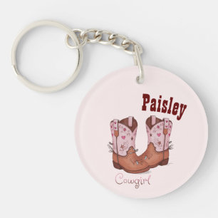 Trendy Modern CowGirl Boots Pink Key Ring