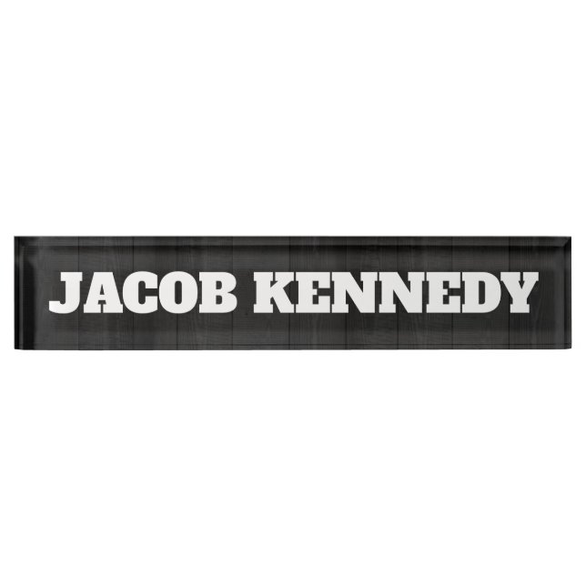 Trendy Modern Creative Bold Text Minimalist Grey Nameplate (Front)