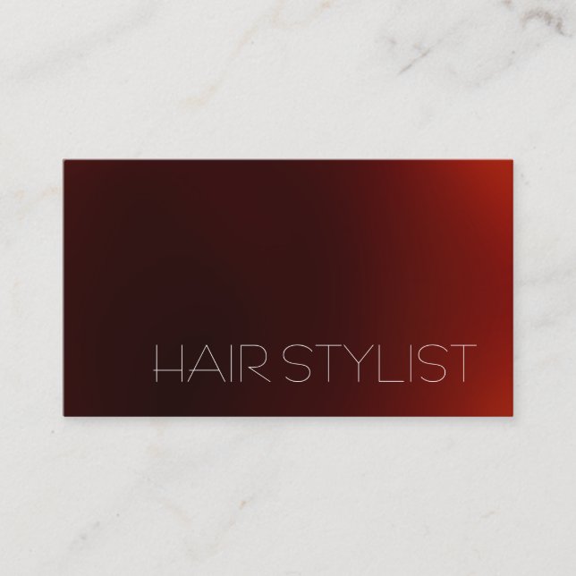 Trendy Modern Dark Red Hair Stylist Business Card (Front)