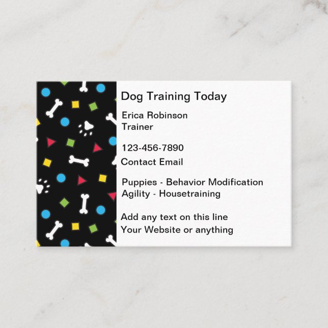 Trendy Modern Dog Canine Training Business Card (Front)