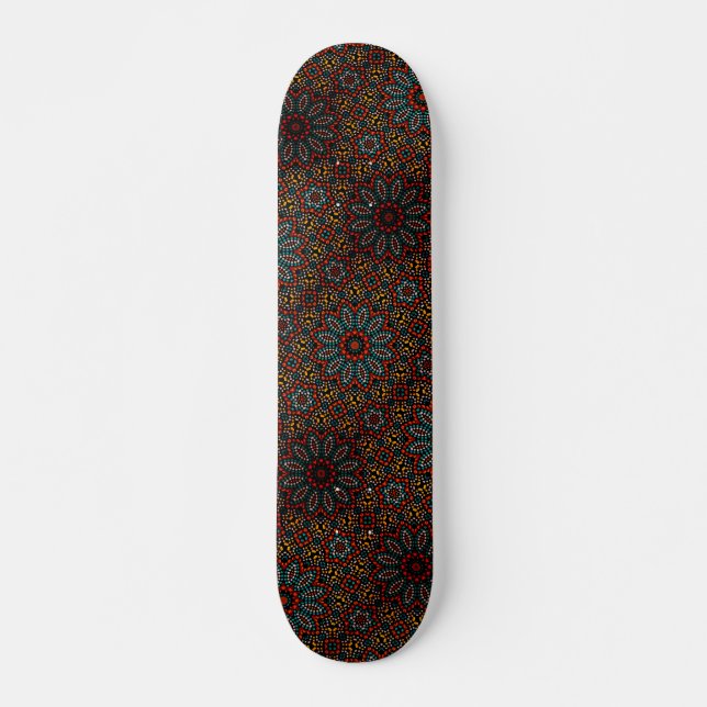Trendy Modern Dot Art Mandala Pattern Skateboard (Front)