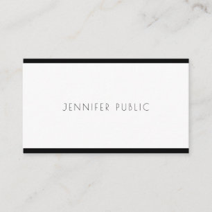 Trendy Modern Elegant Black White Professional Top Business Card