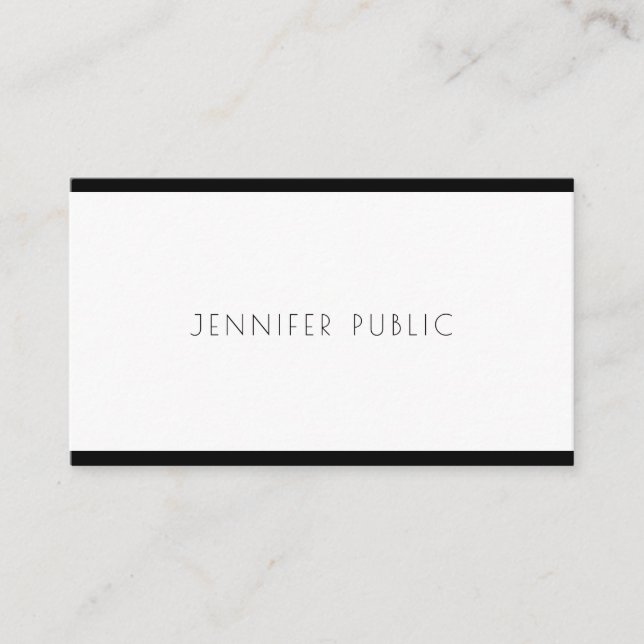 Trendy Modern Elegant Black White Professional Top Business Card (Front)