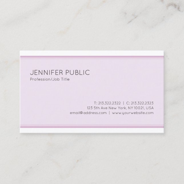 Trendy Modern Elegant Colour Clean Plain Luxury Business Card (Front)