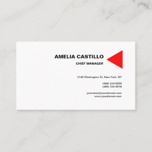 Trendy Modern Elegant Contemporary Red White Business Card
