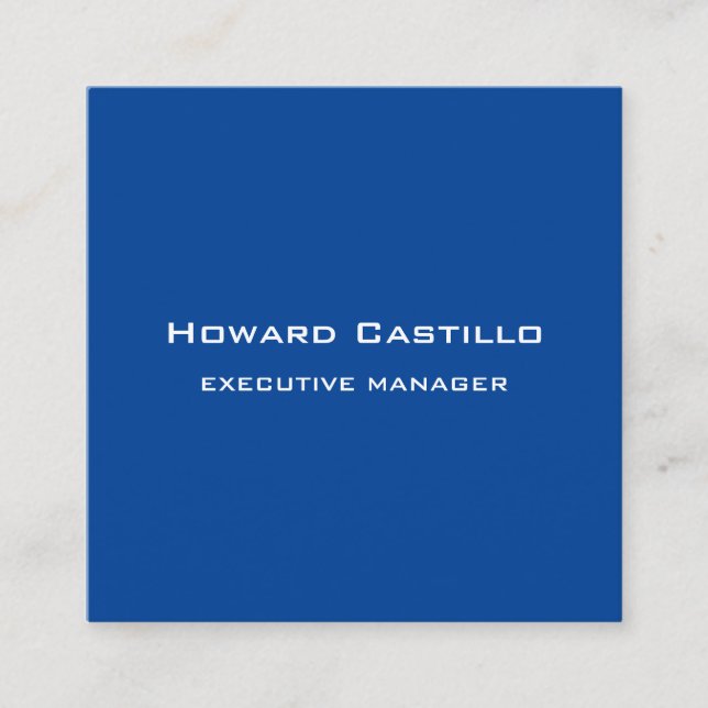 Trendy Modern Elegant Deep Blue White Manager Square Business Card (Front)