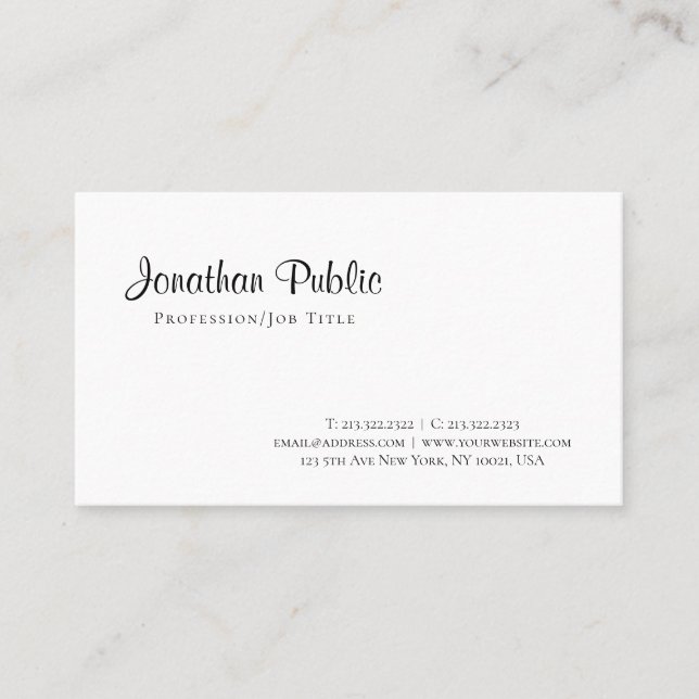 Trendy Modern Elegant Design Chic Minimalist Plain Business Card (Front)