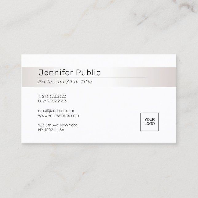 Trendy Modern Elegant Glamour Faux Silver Template Business Card (Front)
