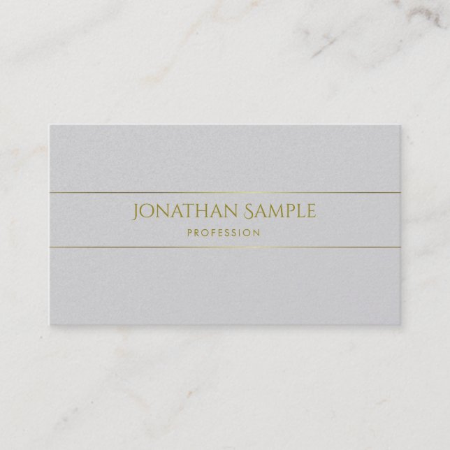 Trendy Modern Elegant Gold Striped Plain Luxury Business Card (Front)