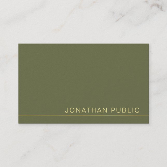 Trendy Modern Elegant Green Pearl Finish Luxury Business Card (Front)
