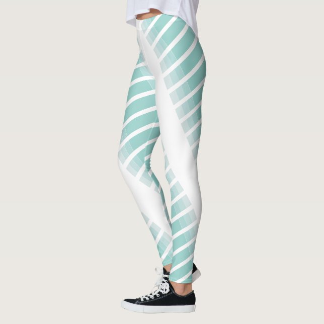 Trendy Modern Elegant Green White Chic Template Leggings (Left)