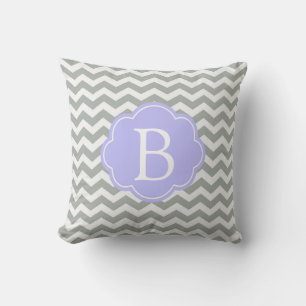 Trendy, modern, elegant grey chevron monogram cushion