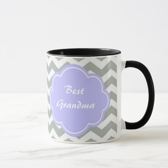 Trendy, modern, elegant grey chevron monogram mug (Right)