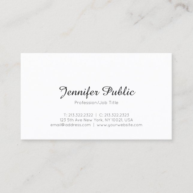 Trendy Modern Elegant Minimal Template Sleek Cool Business Card (Front)