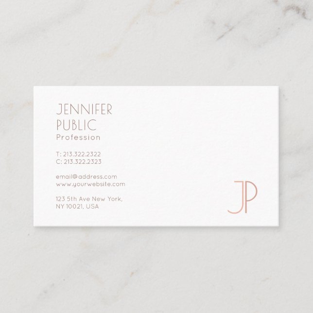 Trendy Modern Elegant Monogram Template Custom Business Card (Front)