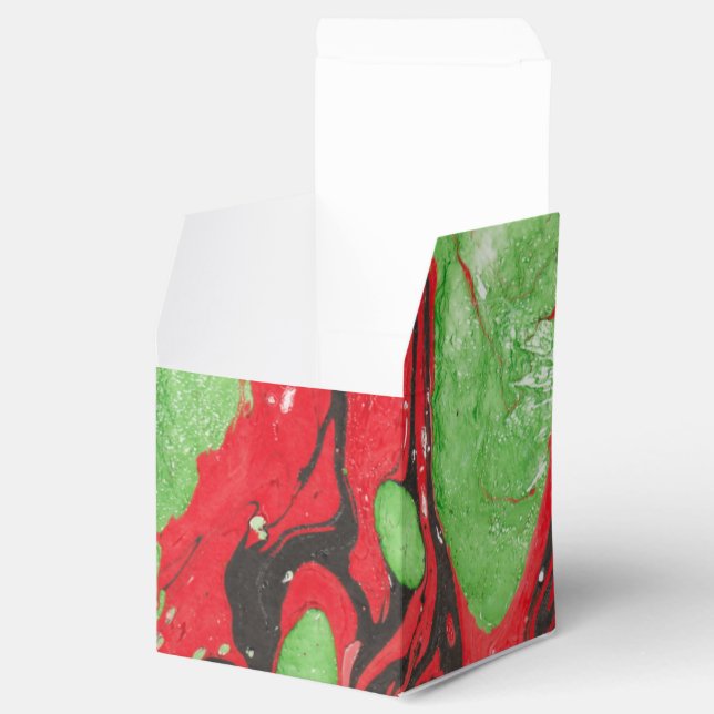 Trendy Modern Elegant Red Green Abstract Template Favour Box (Opened)