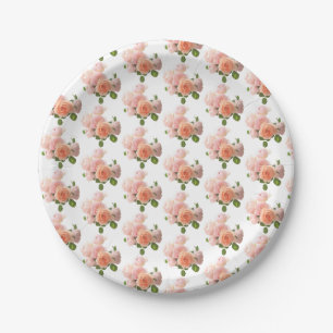 Trendy Modern Elegant Roses Design Template Paper Plate