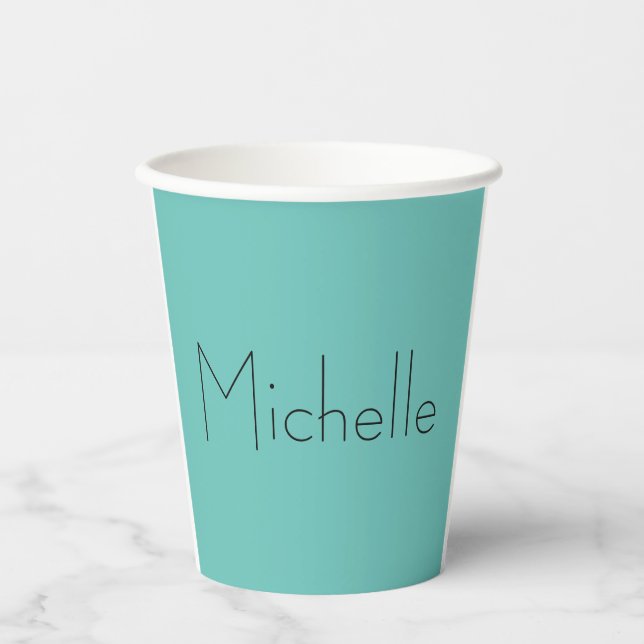 Trendy Modern Elegant Simple Blue White Paper Cups (Front)