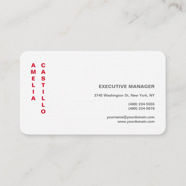 Trendy Modern Elegant Simple Premium Linen Business Card (Front)