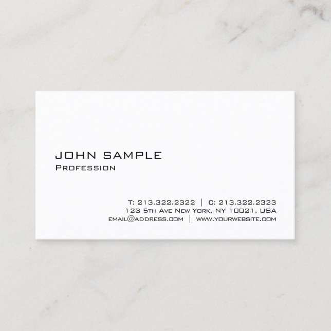 Trendy Modern Elegant Simple Professional Profile Business Card (Front)