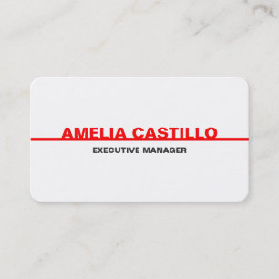 Trendy Modern Elegant Simple Red White Bold Business Card