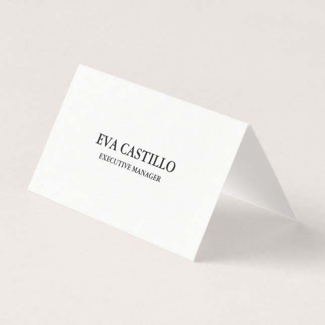 Trendy Modern Elegant Simple White Manager Business Card (Front)