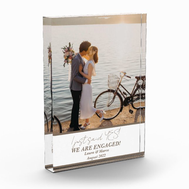 Trendy Modern Engagement Couple Photo Block (Left)