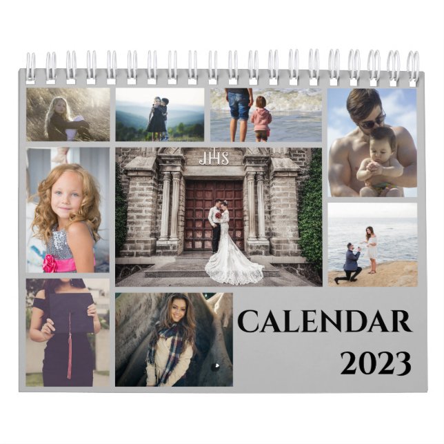 Trendy Modern Family Photo Collage 2023 Calendar (Cover)