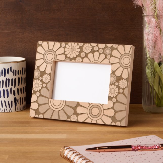 Trendy Modern Floral Daisy Pattern Etched Frames (Left)