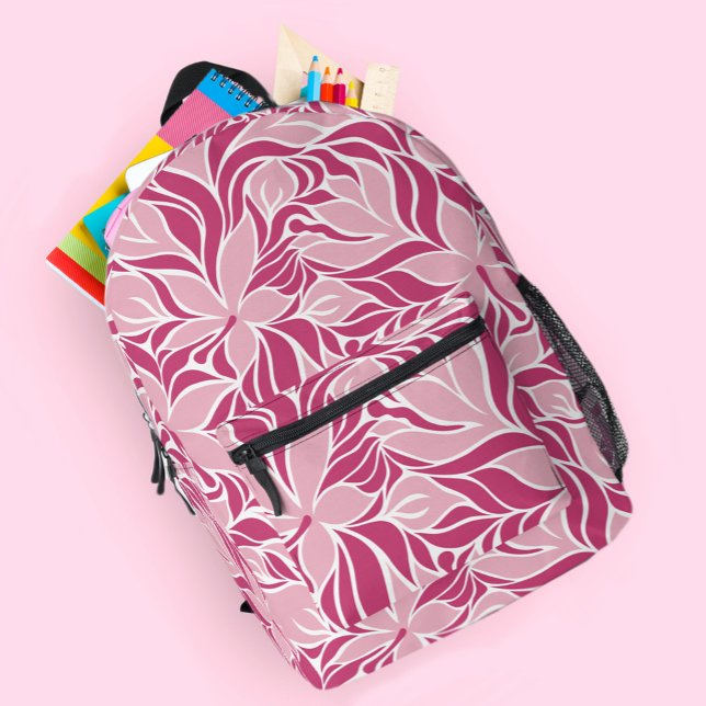 Trendy Modern Floral Pattern Flowers Girly Pink Printed Backpack (Trendy Modern Floral Pattern Flowers Girly Pink Printed Backpack
)