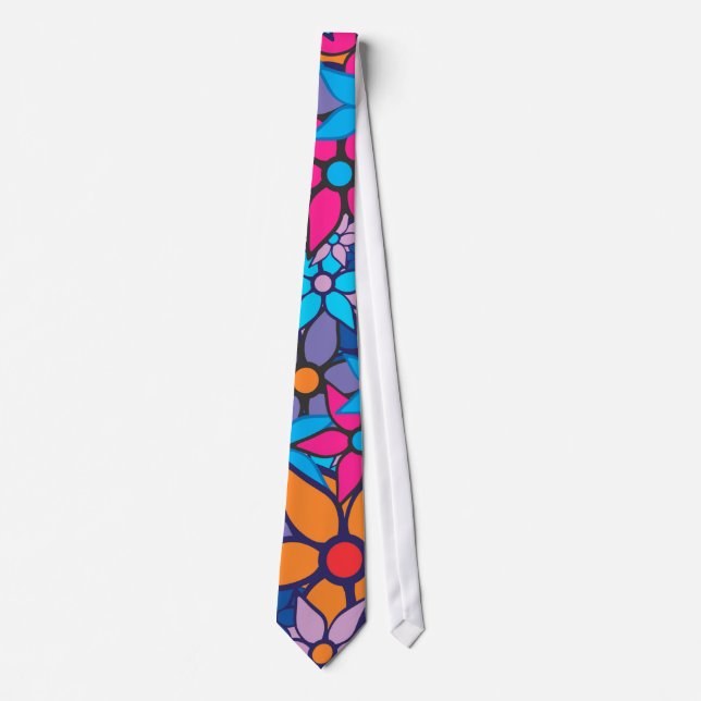 Trendy Modern Floral Pattern Tie (Front)