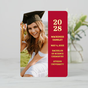 Trendy Modern Foil Photo Graduation Announcement