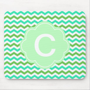 Trendy, modern fresh  green chevron zigzag mouse pad