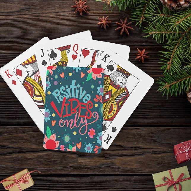 Trendy Modern Fun Positive Vibes Floral  Playing Cards (Creator Uploaded)