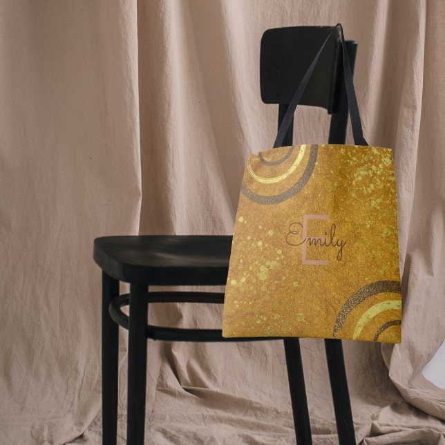 Trendy Modern Glam Chic Fancy Brown Gold Glitter  Tote Bag (Creator Uploaded)