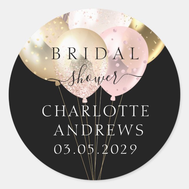 Trendy, modern, glitter balloons   classic round sticker (Front)