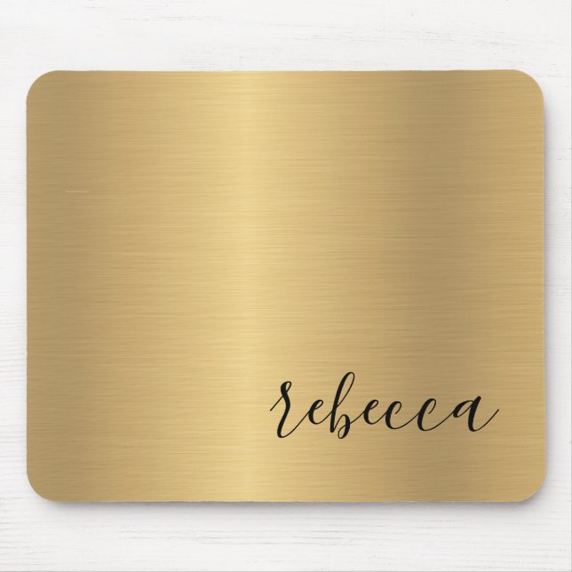 Trendy Modern Gold Colour Simple Name Mouse Pad (Front)