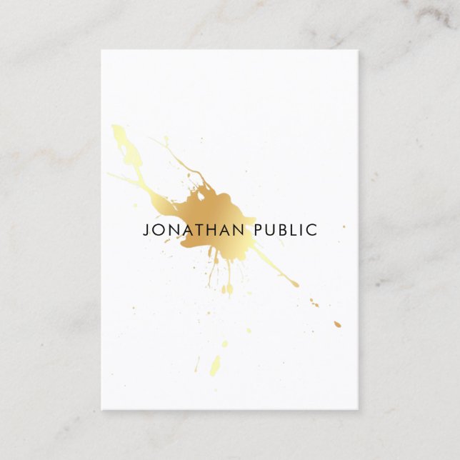 Trendy Modern Gold Splash Elegant Template Business Card (Front)